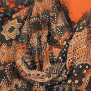 study of draped patterned fabric